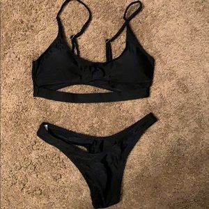 Black high rise bikini